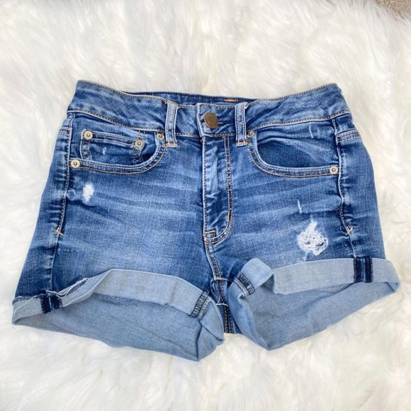 American Eagle High-Rise Distressed Denim Shorts 2